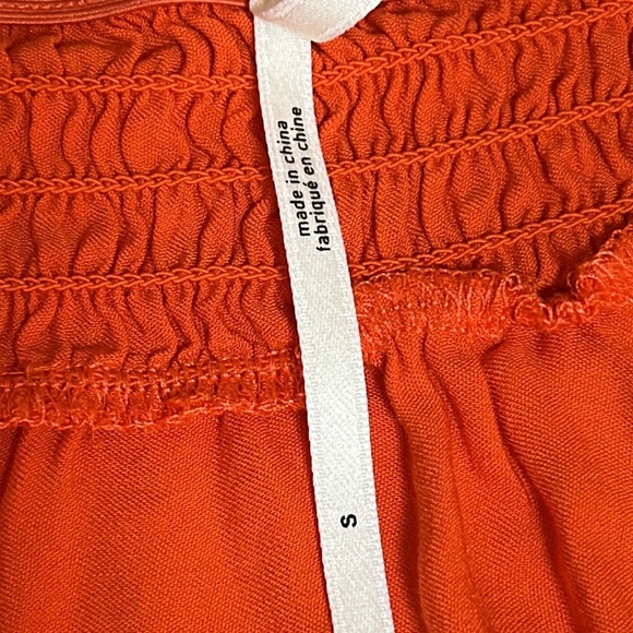 by Anthropologie Orange Smocked Mini Skirt size Small - Picture 7 of 11